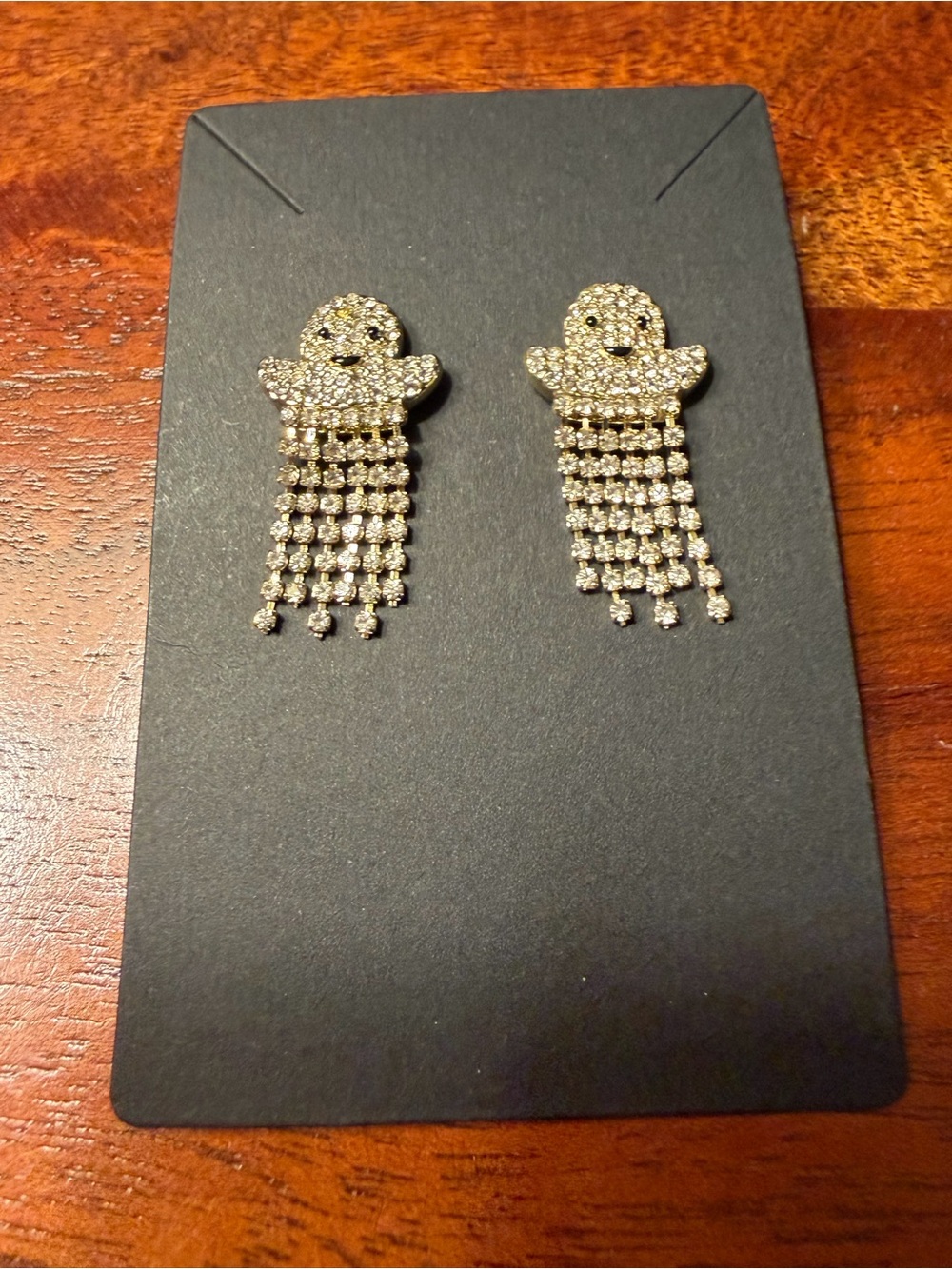 J.Crew Factory Ghost Crystal Dangle Earrings Halloween Spooky